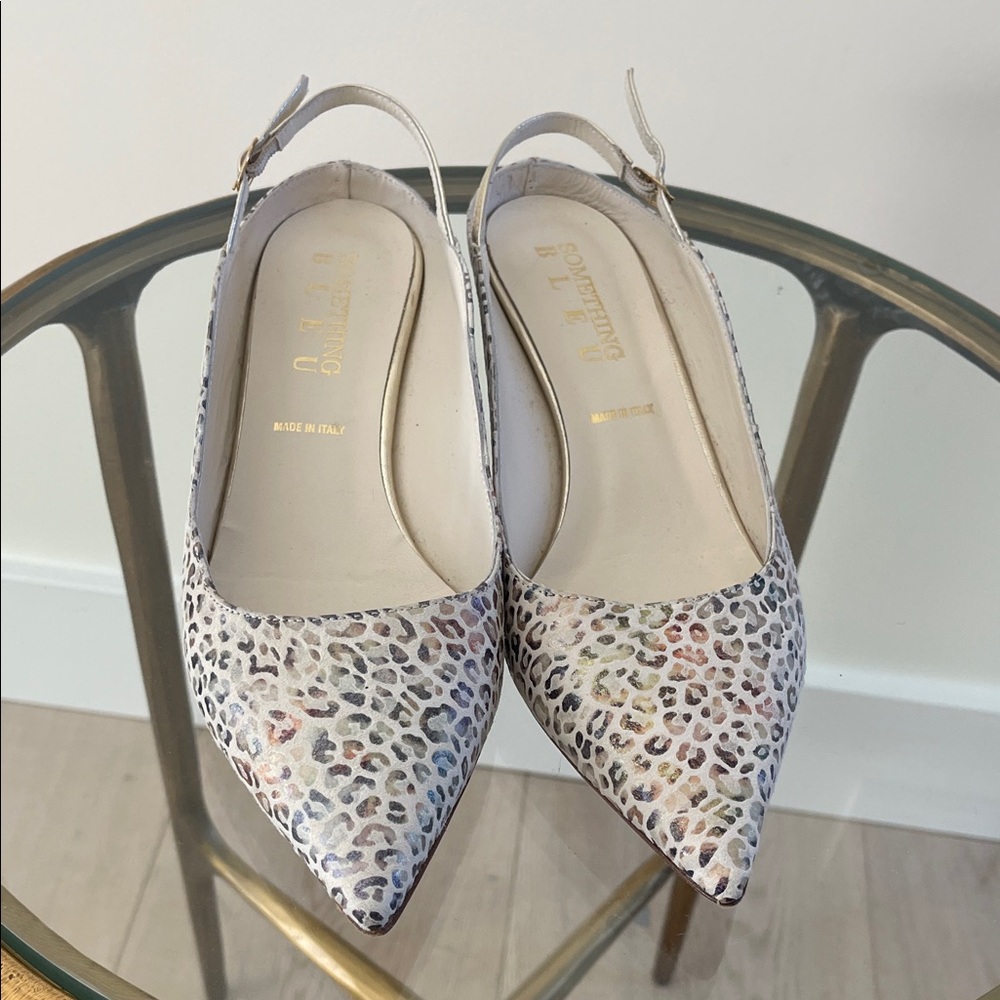 Leopard Print Slingback Kitten Heels by Something Bleu, Size 8